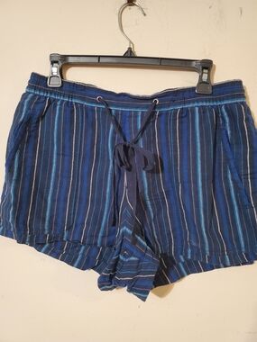 GAP Linen Blend Blue Striped Shorts